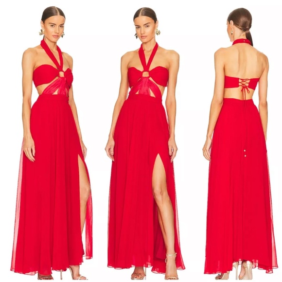 PatBO Dresses & Skirts - NWT PatBo Cut Out Halter Maxi Dress Candy Red Size 6